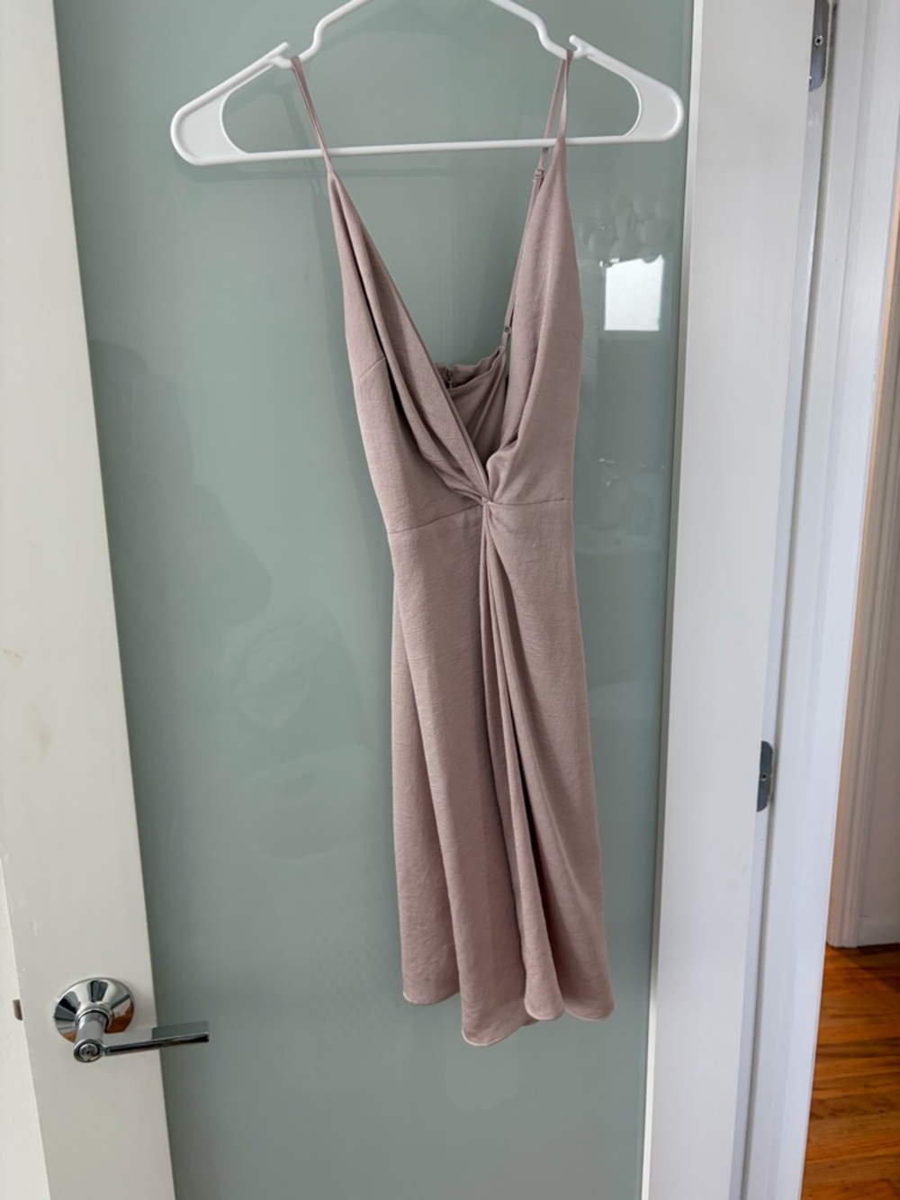Express Mauve Spaghetti-Strap Twist-Front Midi Dress